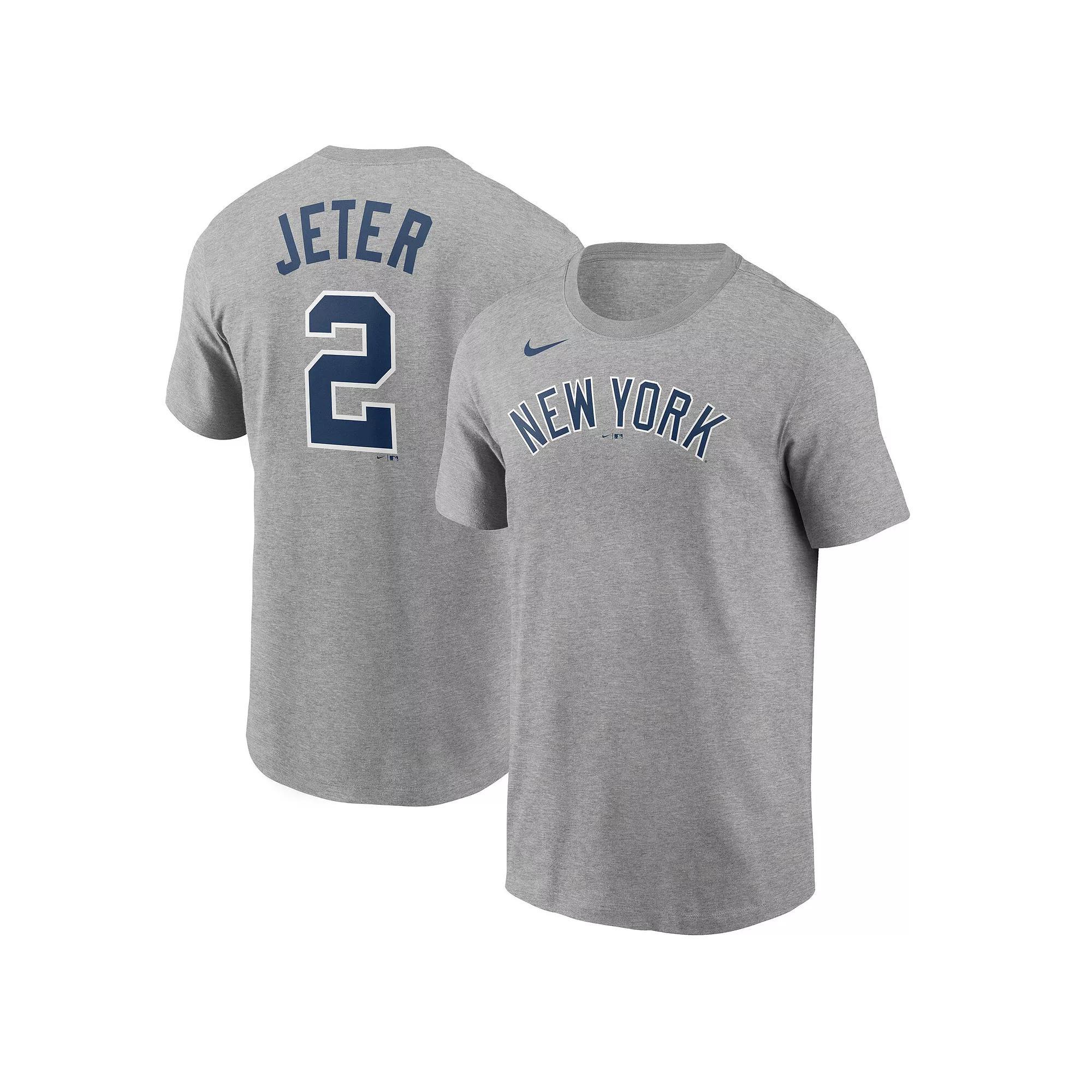 Men's Nike Derek Jeter Gray New York Yankees Name & Number T-Shirt, Size: 2XL, Grey Product Image