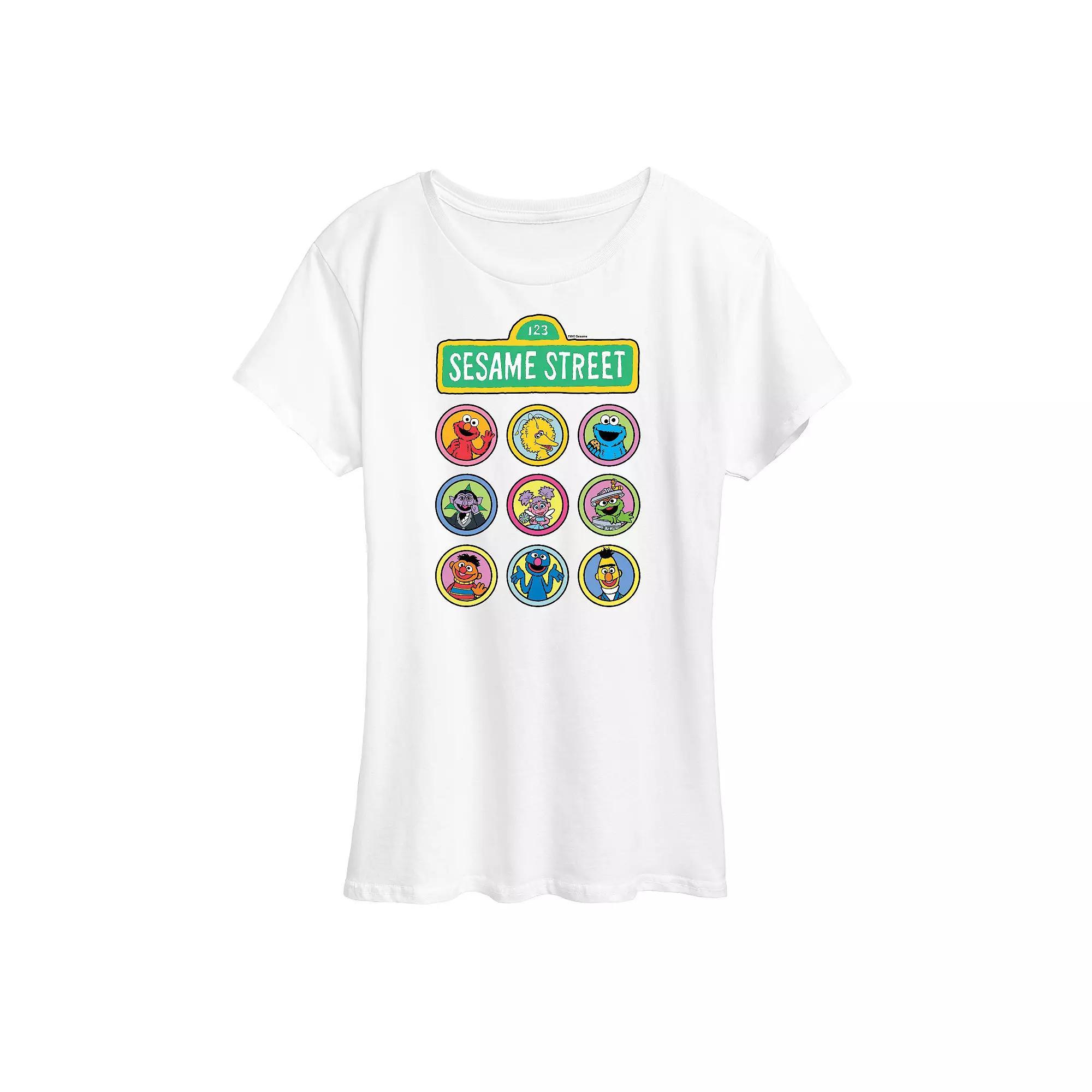 Womens Sesame Street Character Grid Graphic Tee, Girls Product Image