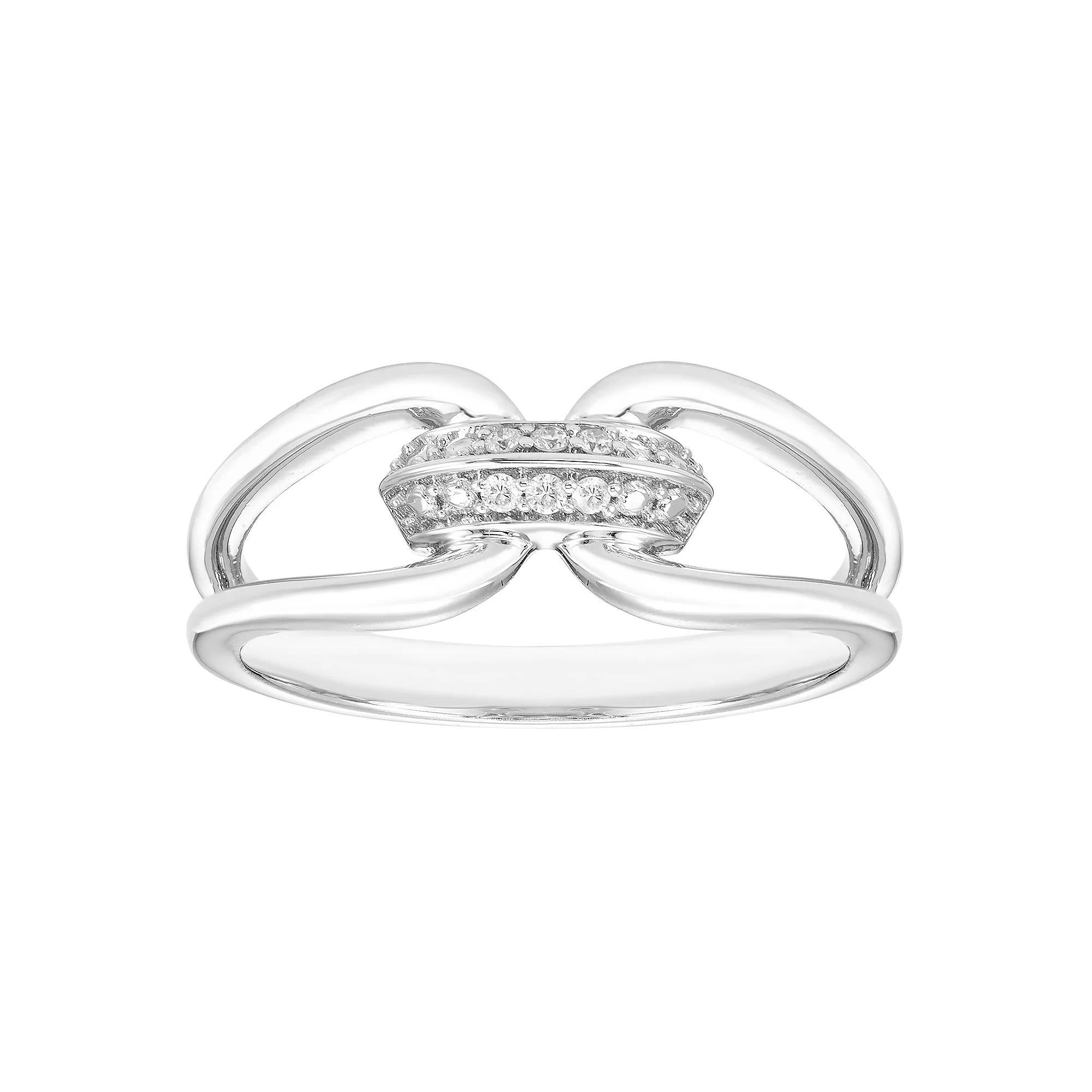 Boston Bay Diamonds Sterling Silver Diamond Accent Split Shank Curved Ring, Women's, Size: 6 Product Image