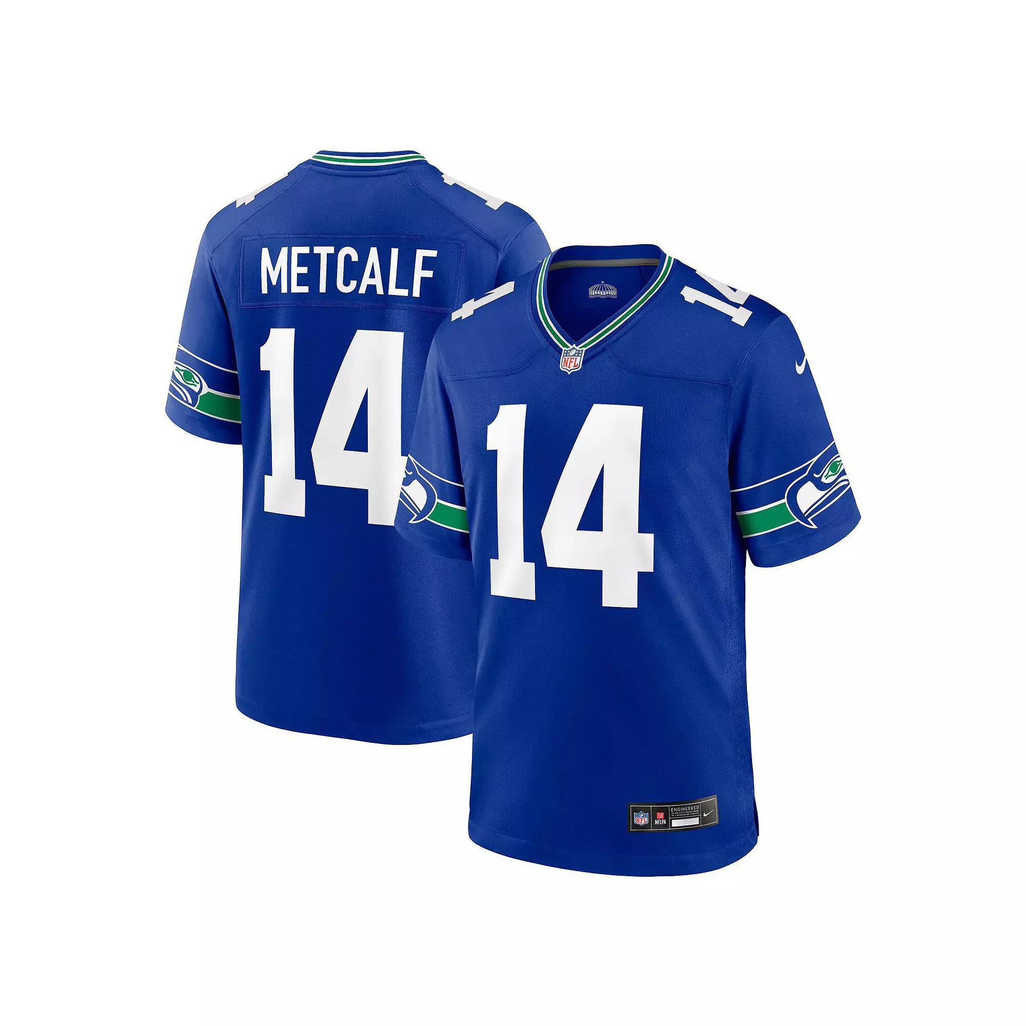 Mens Nike DK Metcalf Royal Seattle Seahawks Throwback Player Game Jersey Product Image
