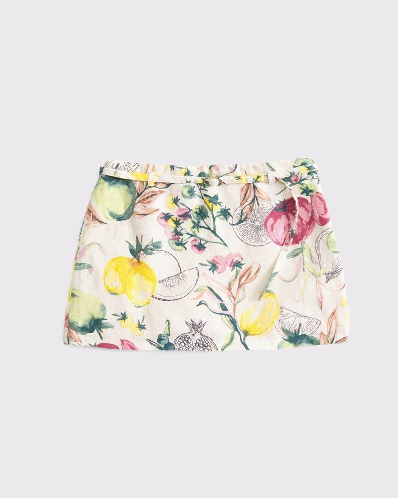 Mid Rise Premium Linen Belted Mini Skort Product Image