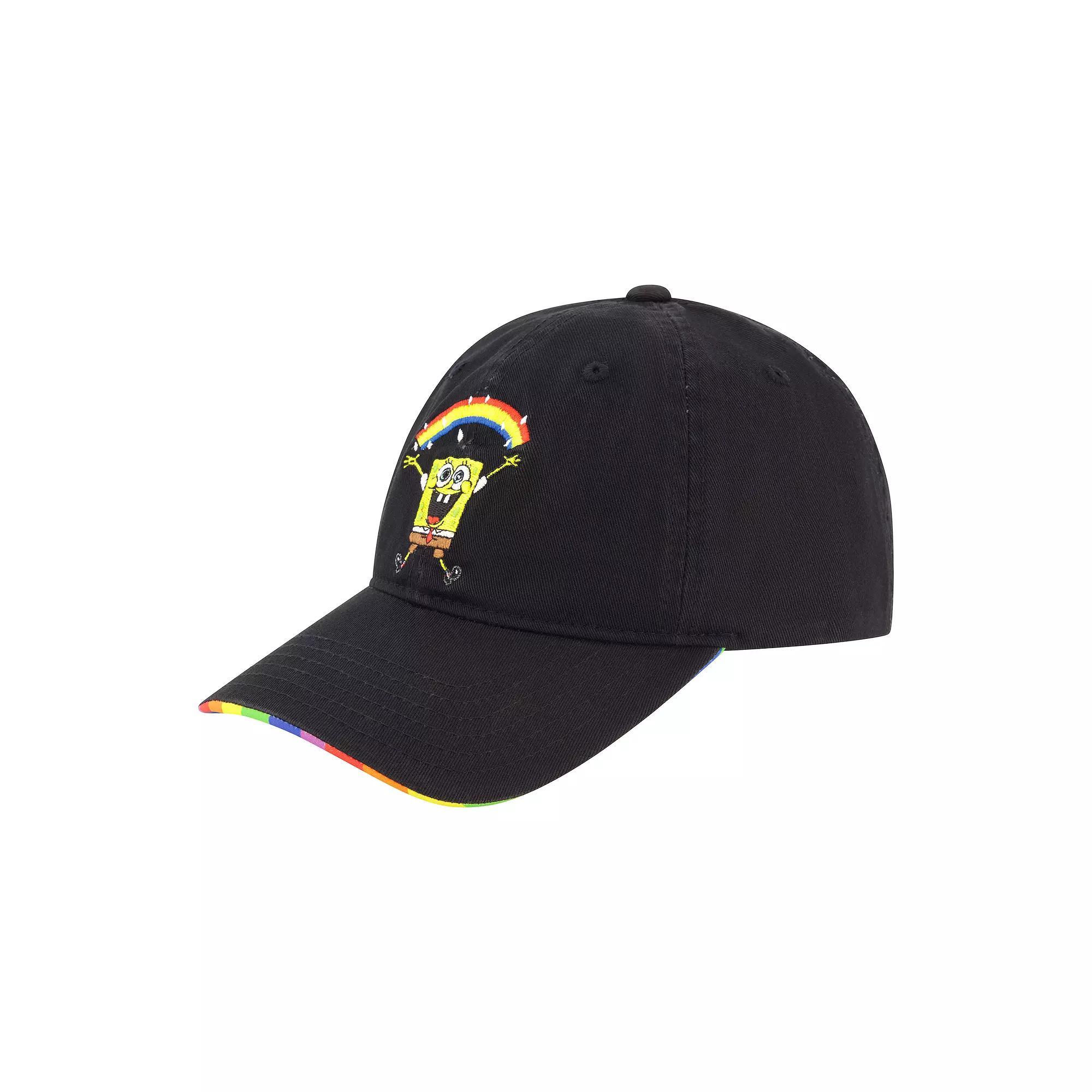 Men's SpongeBob SquarePants Imagination Rainbow Underbrim Print Dad Cap, Black Product Image