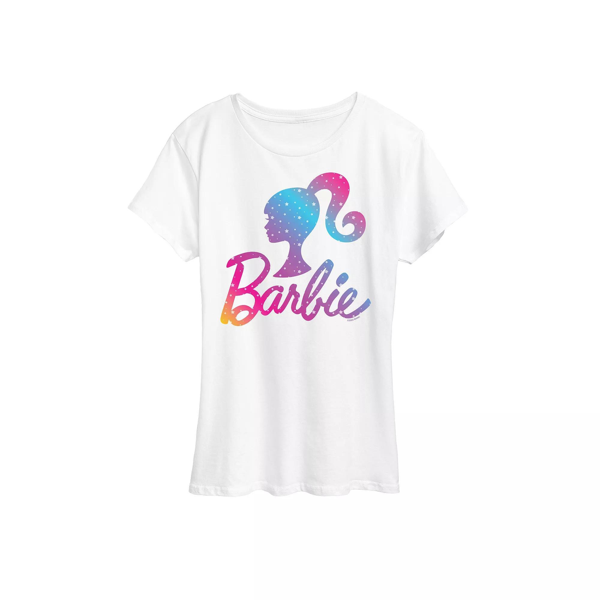 Women's Barbie® Logo Winter Stars Graphic Tee, Girl's, Size: Large, Heather Grey Product Image