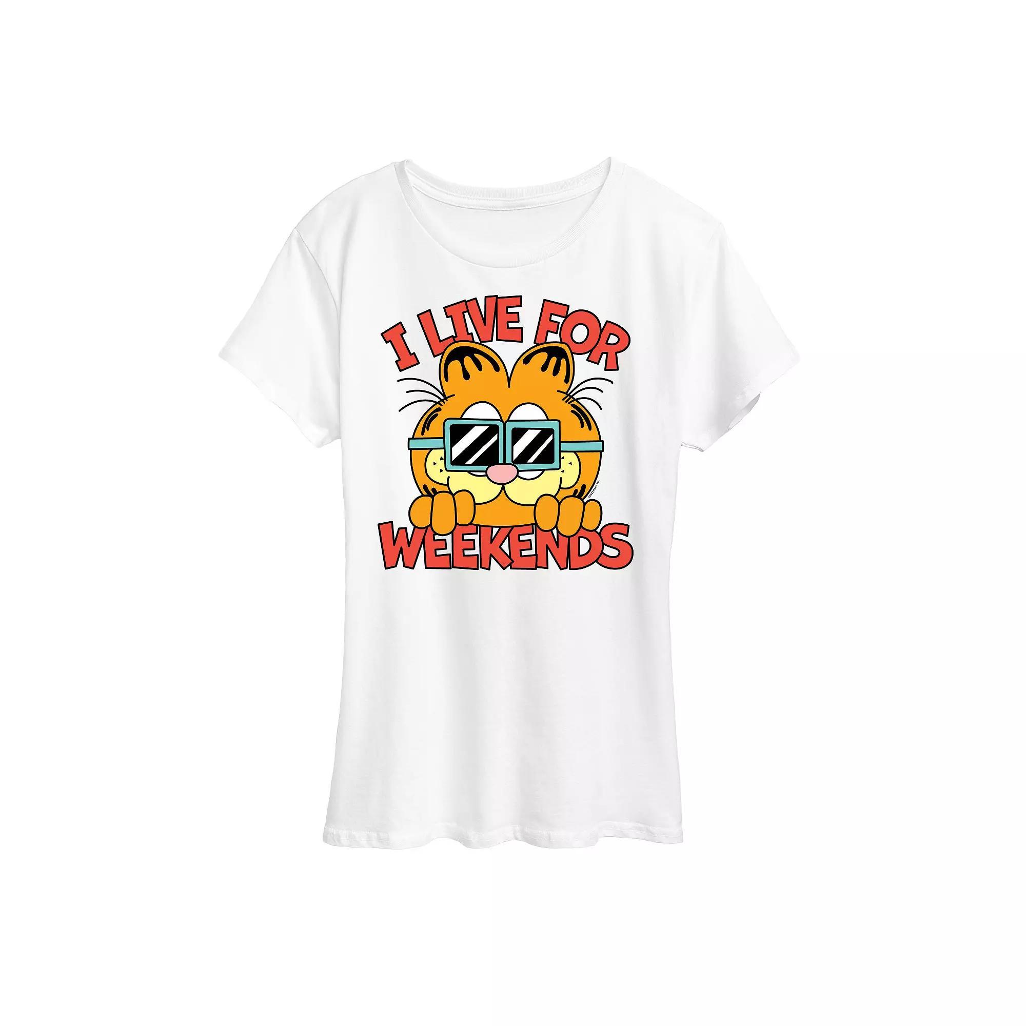 Womens Garfield I Live For Weekends Graphic Tee, Girls Product Image