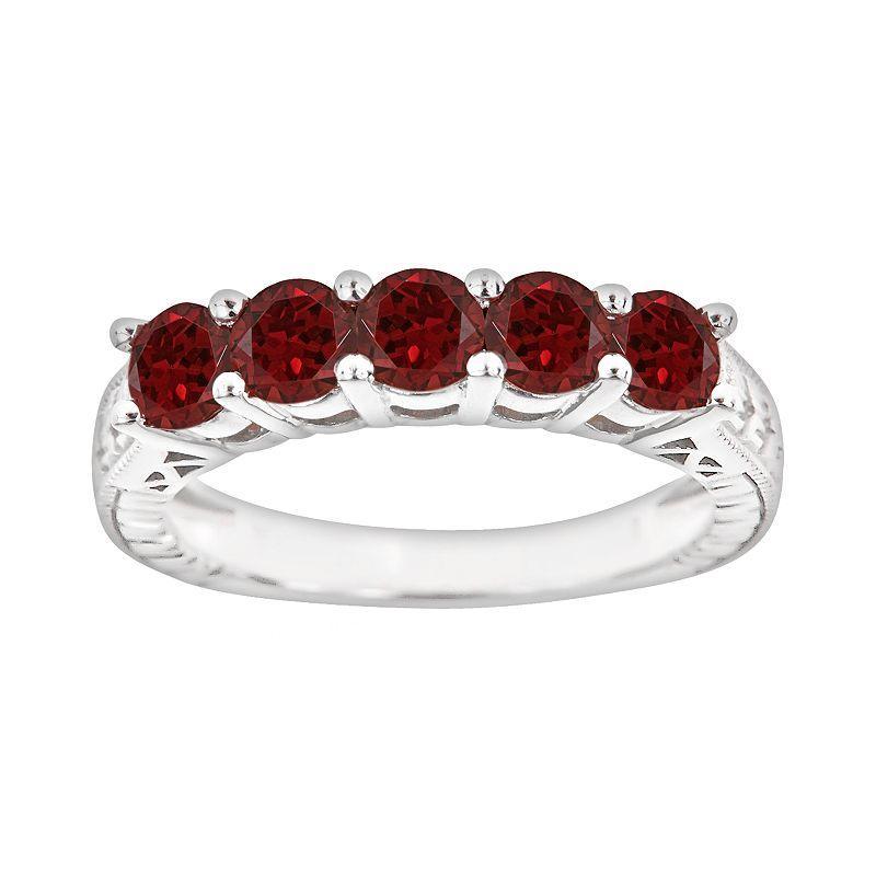 Celebration Gems Sterling Silver Garnet Five-Stone Ring, Women's, Size: 7, Multicolor Product Image