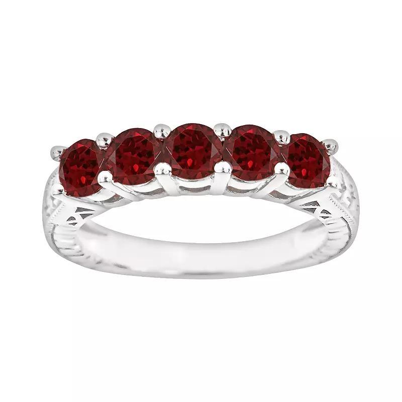 Celebration Gems Sterling Silver Garnet Five-Stone Ring, Women's, Size: 7, Multicolor Product Image