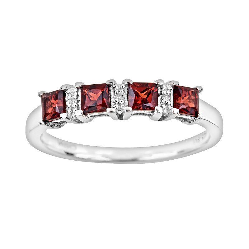 Celebration Gems Sterling Silver Opal & Diamond Accent Rectangle Halo Ring, Womens Product Image