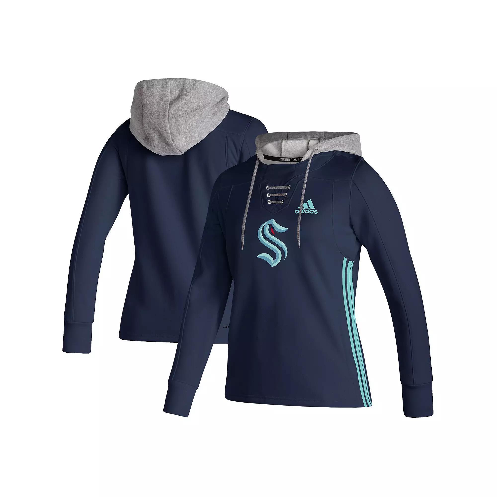 Womens adidas Deep Sea Blue Seattle Kraken Skate Lace AEROREADY Pullover Hoodie Krk Blue Product Image