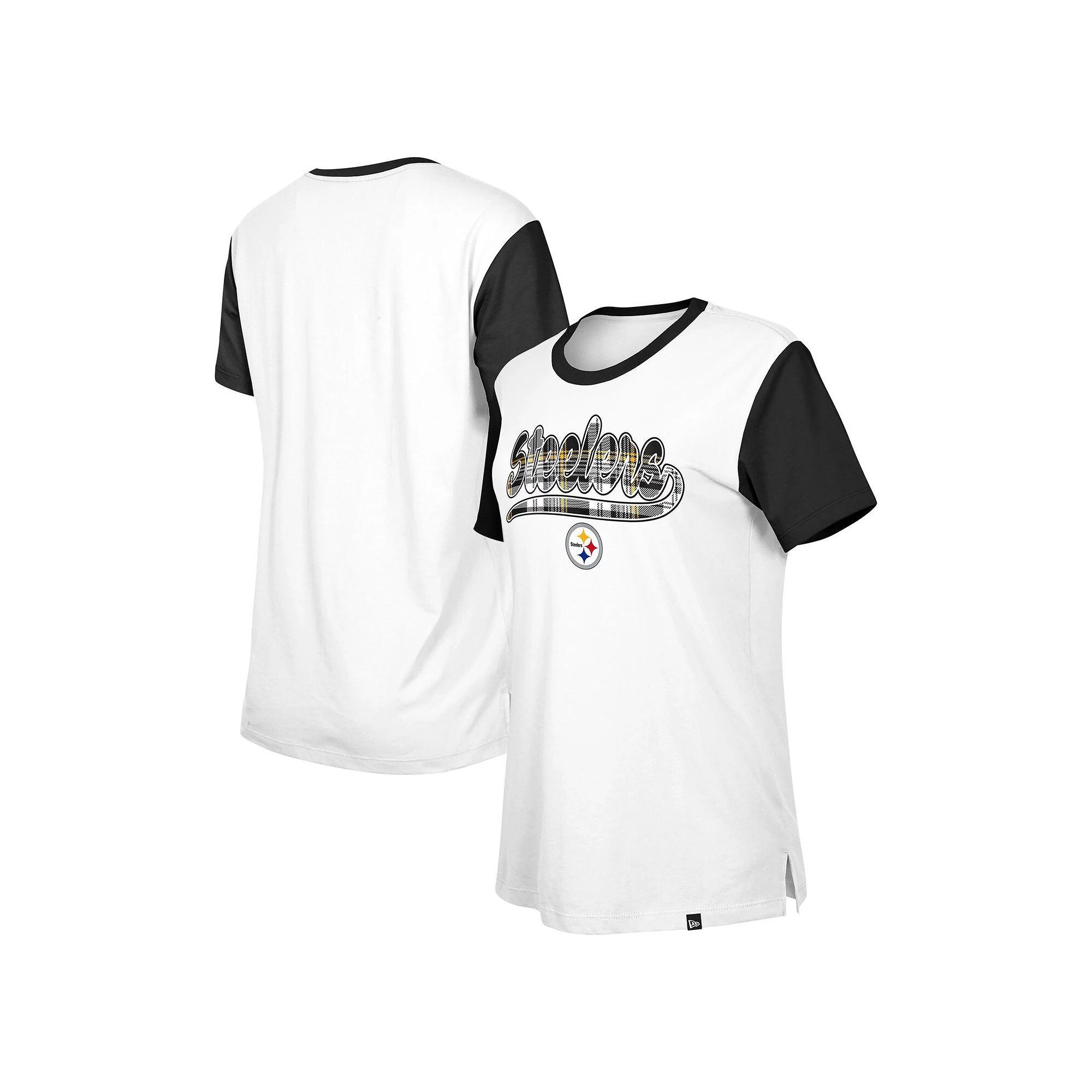 Women's New Era White/Black Pittsburgh Steelers 3rd Down T-Shirt, Size: XL Product Image