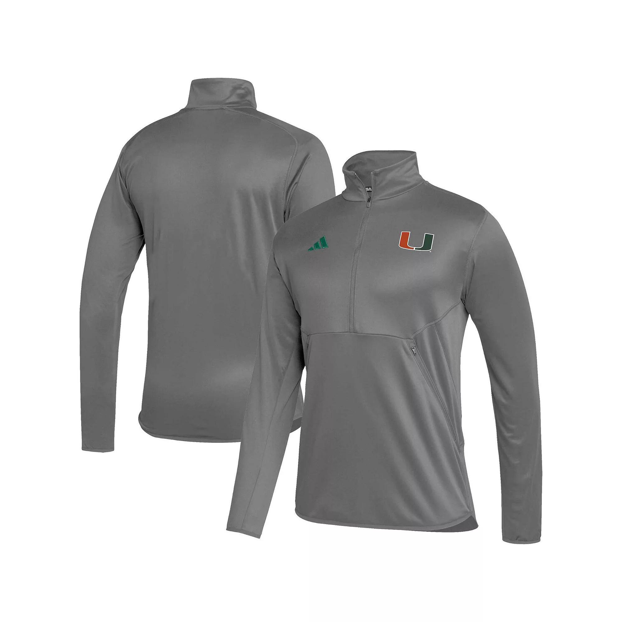 Mens adidas Gray Miami Hurricanes 2023 Sideline AEROREADY Half-Zip Top Product Image