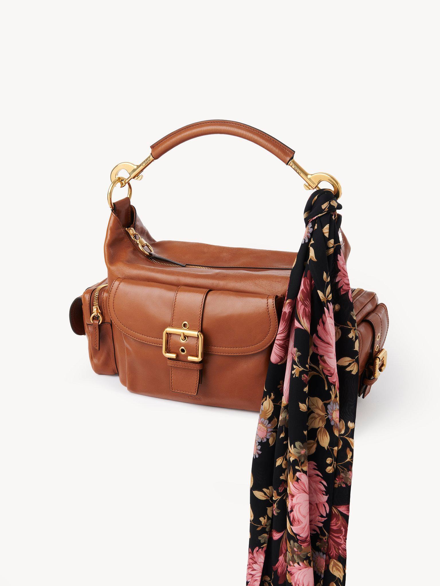 The Chloé Peonies wide bandeau scarf in silk charmeuse Product Image