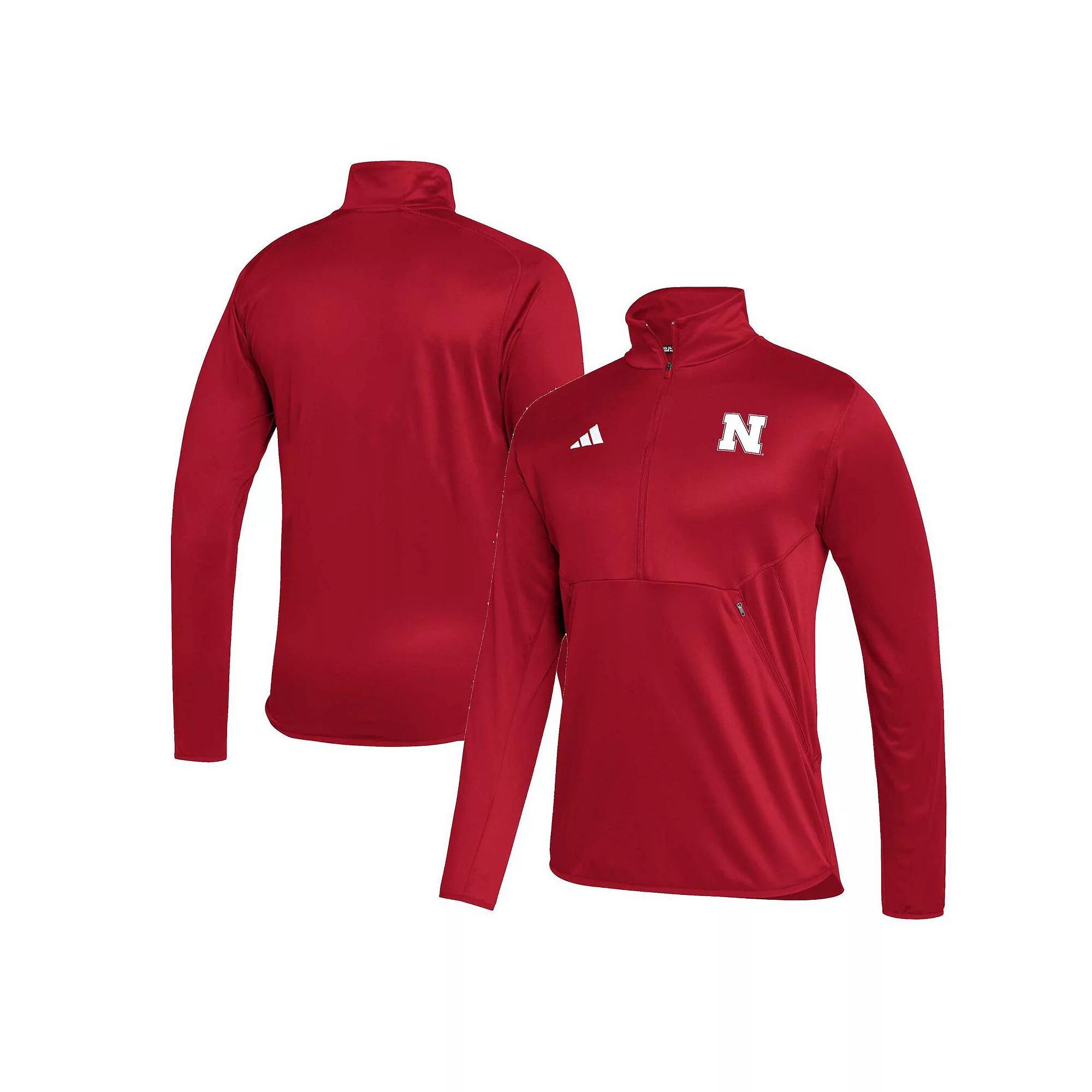 Mens adidas Scarlet Nebraska Huskers 2023 Sideline AEROREADY Half-Zip Top Product Image