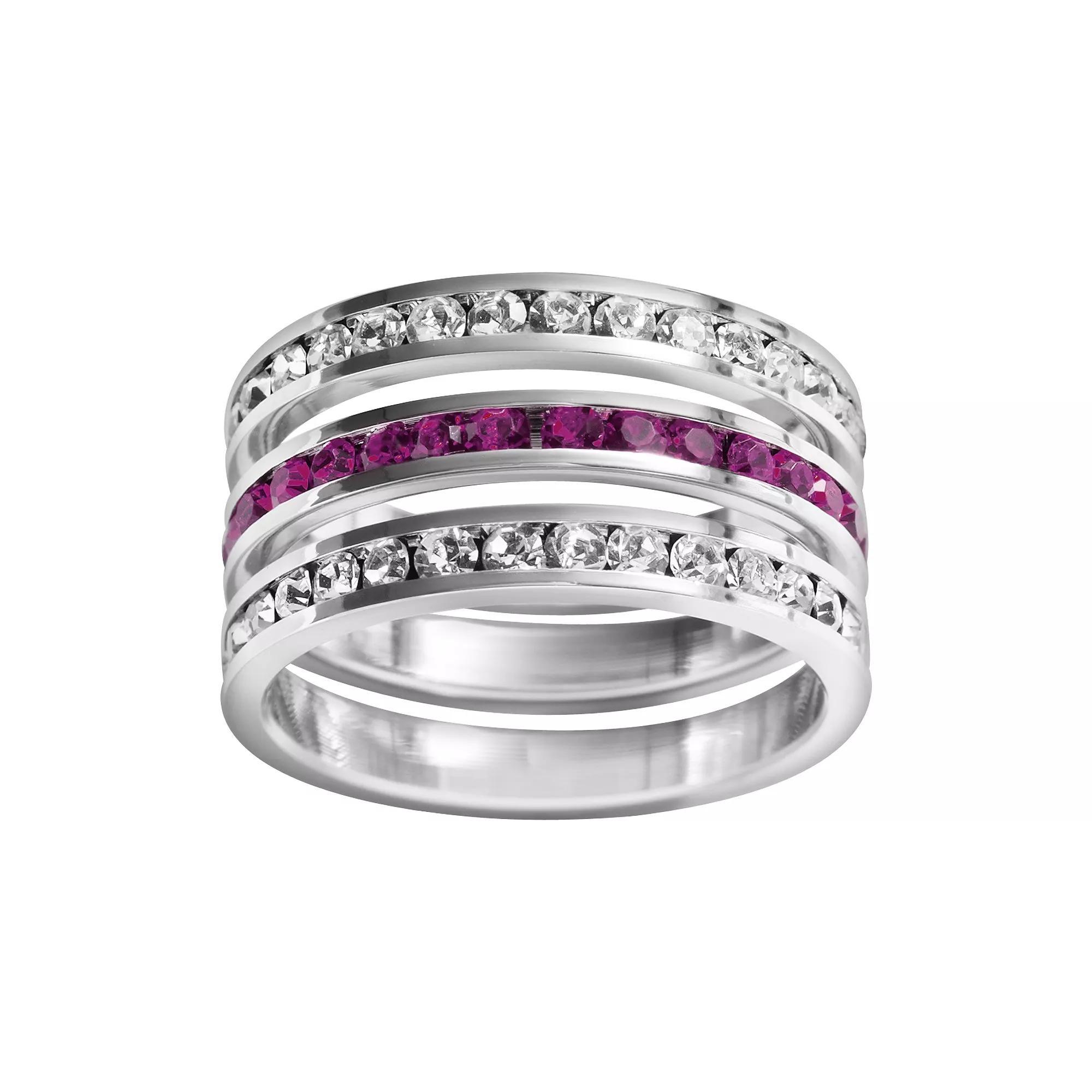 Traditions Jewelry Company Sterling Silver Crystal Eternity Ring Set, Womens White Blue Product Image