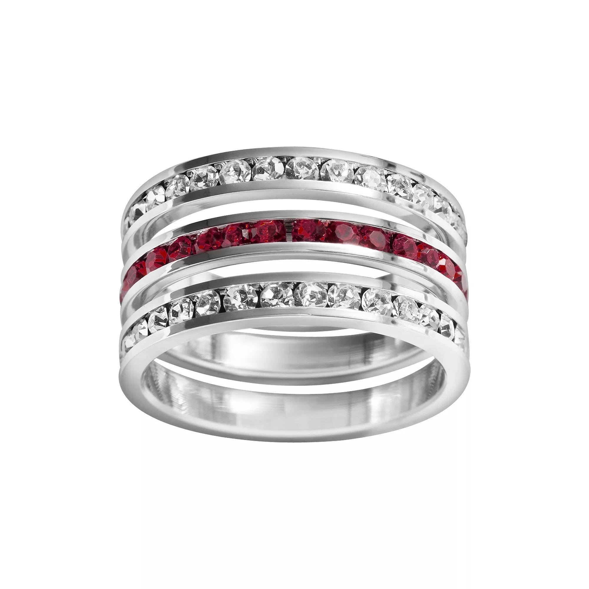 Traditions Jewelry Company Sterling Silver Crystal Eternity Ring Set, Womens White Blue Product Image