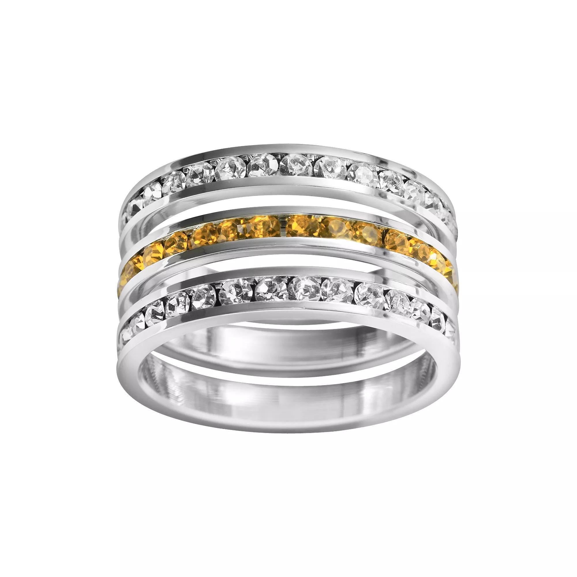Traditions Jewelry Company Sterling Silver Crystal Eternity Ring Set, Womens White Blue Product Image