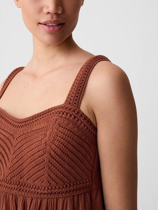 Textured Crinkle Crochet Mini Dress Product Image