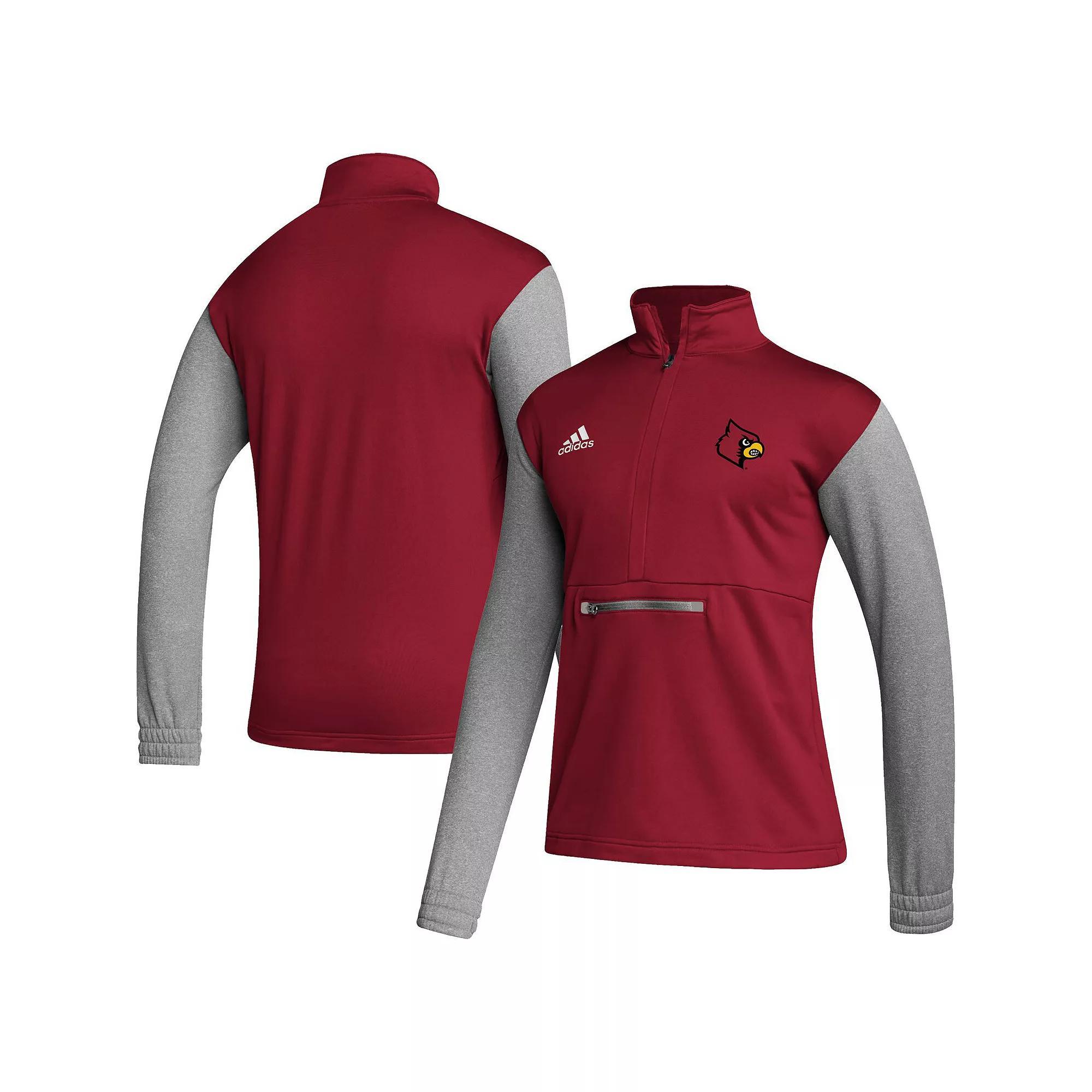 Men's adidas Black/Heathered Gray Indiana Hoosiers Team AEROREADY Half-Zip Top, Size: Small Product Image