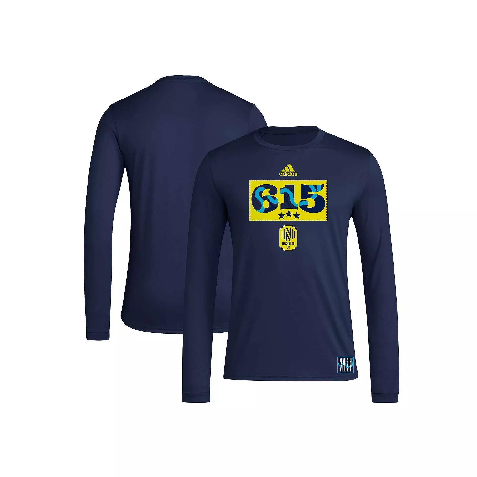 Mens adidas Navy Nashville SC 2024 Jersey Hook AEROREADY Long Sleeve T-Shirt Mls Blue Product Image