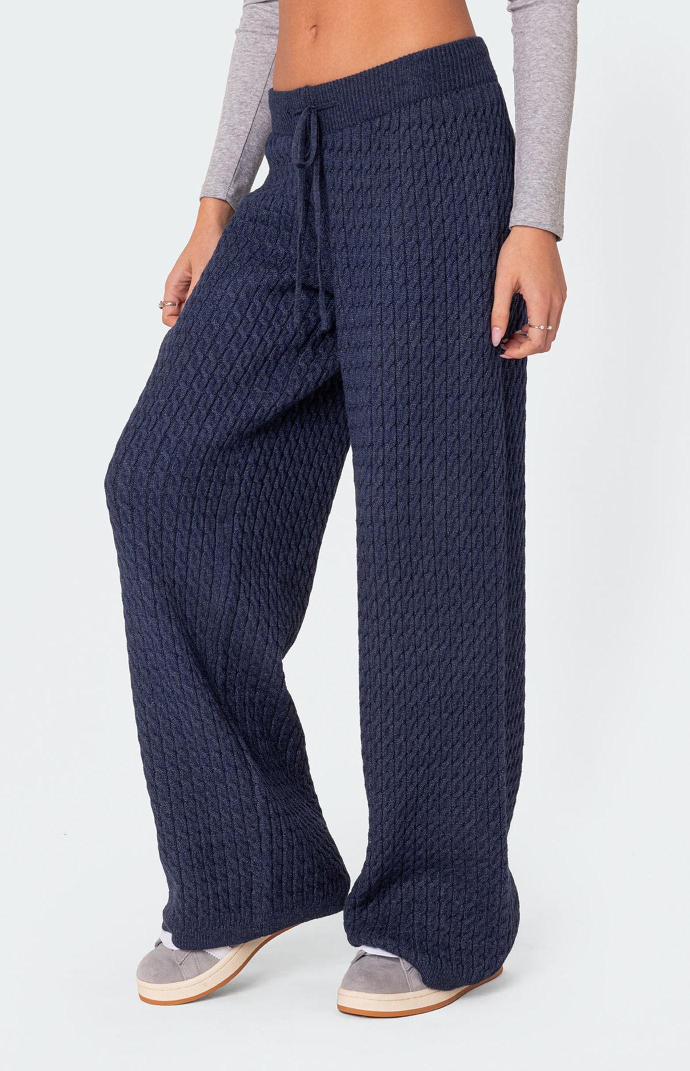 Edikted Women's Portia Relaxed Cable Knit Pants in B/W/T/B/N/G/O/R - Product Image