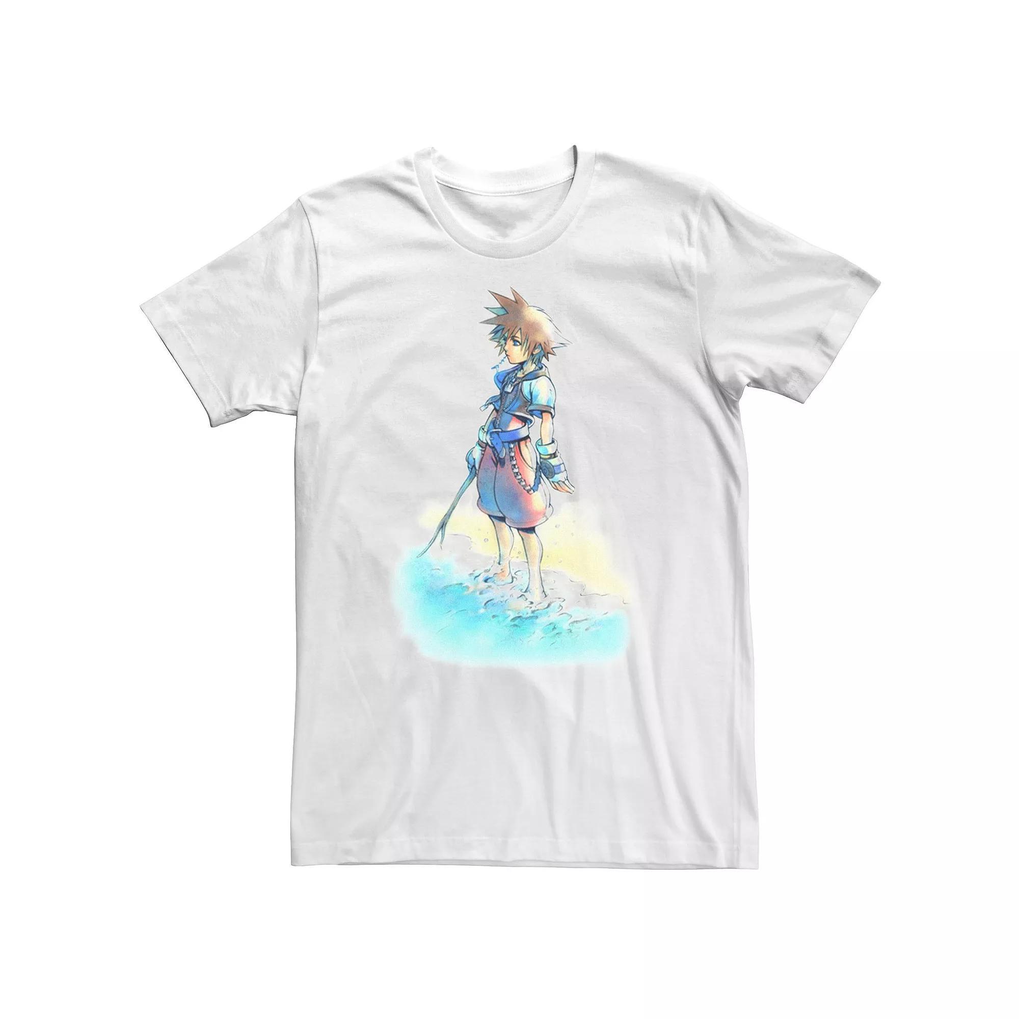 Big & Tall Disney Kingdom Hearts Sora Beach Sketch Tee, Men's, Size: 3XL Tall, White Product Image