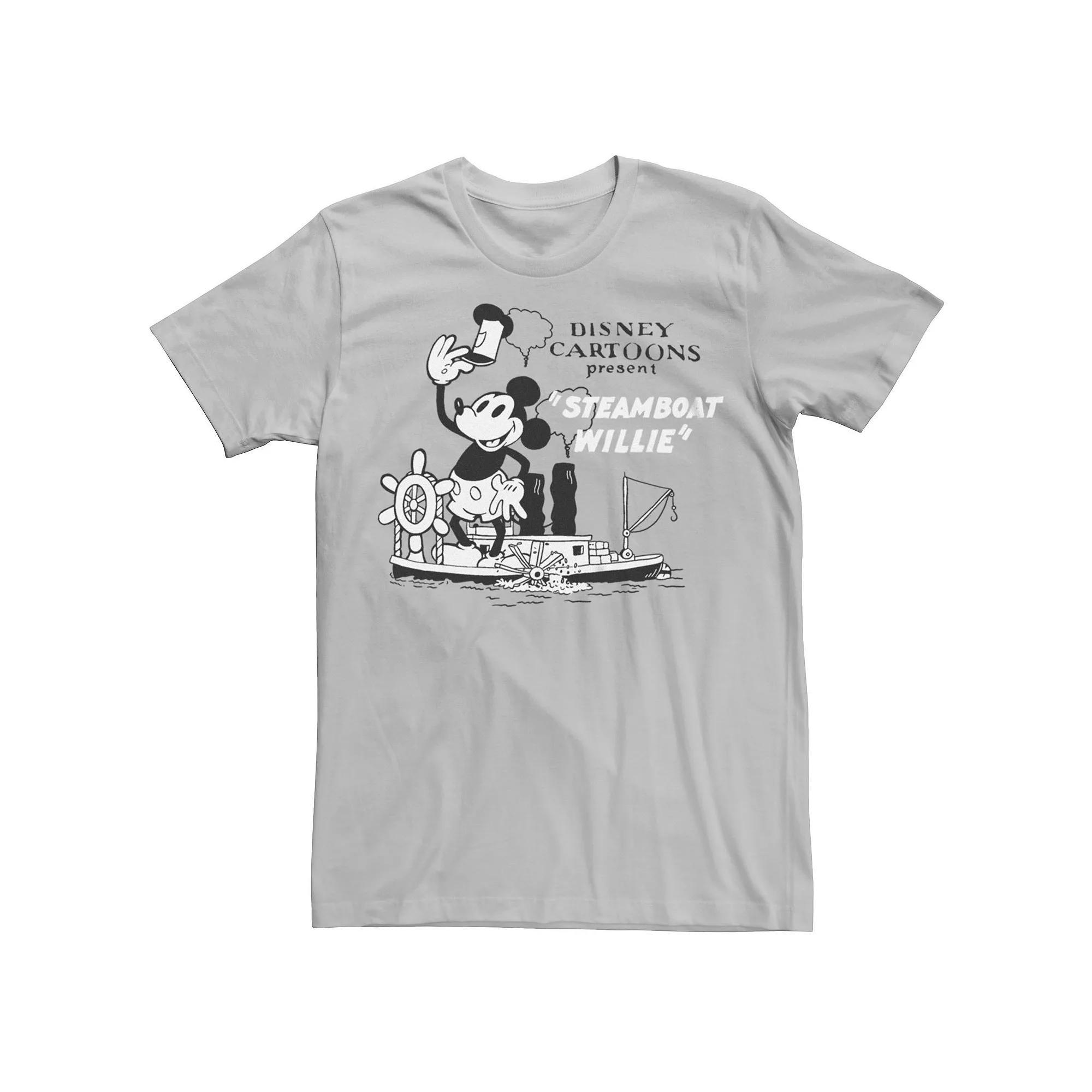 Disney's Mickey Mouse Men's Steamboat Willie Tee, Size: XXL, Silver Product Image