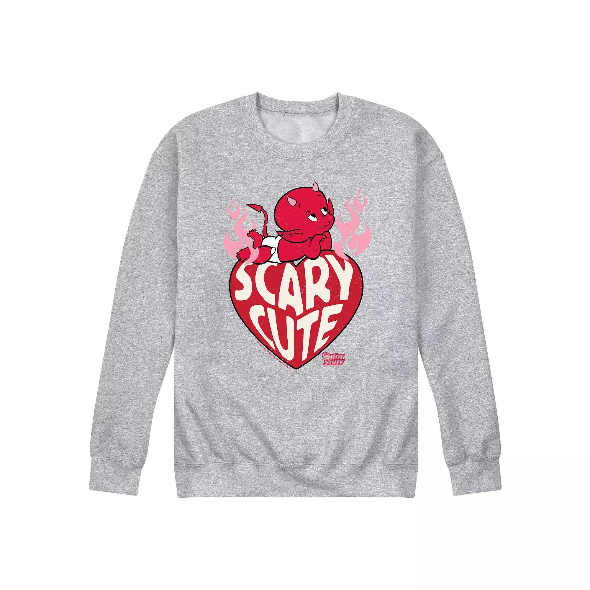 Mens Hot Stuff Little Devil Scary Cute Fleece Sweatshirt Athletic Grey Product Image