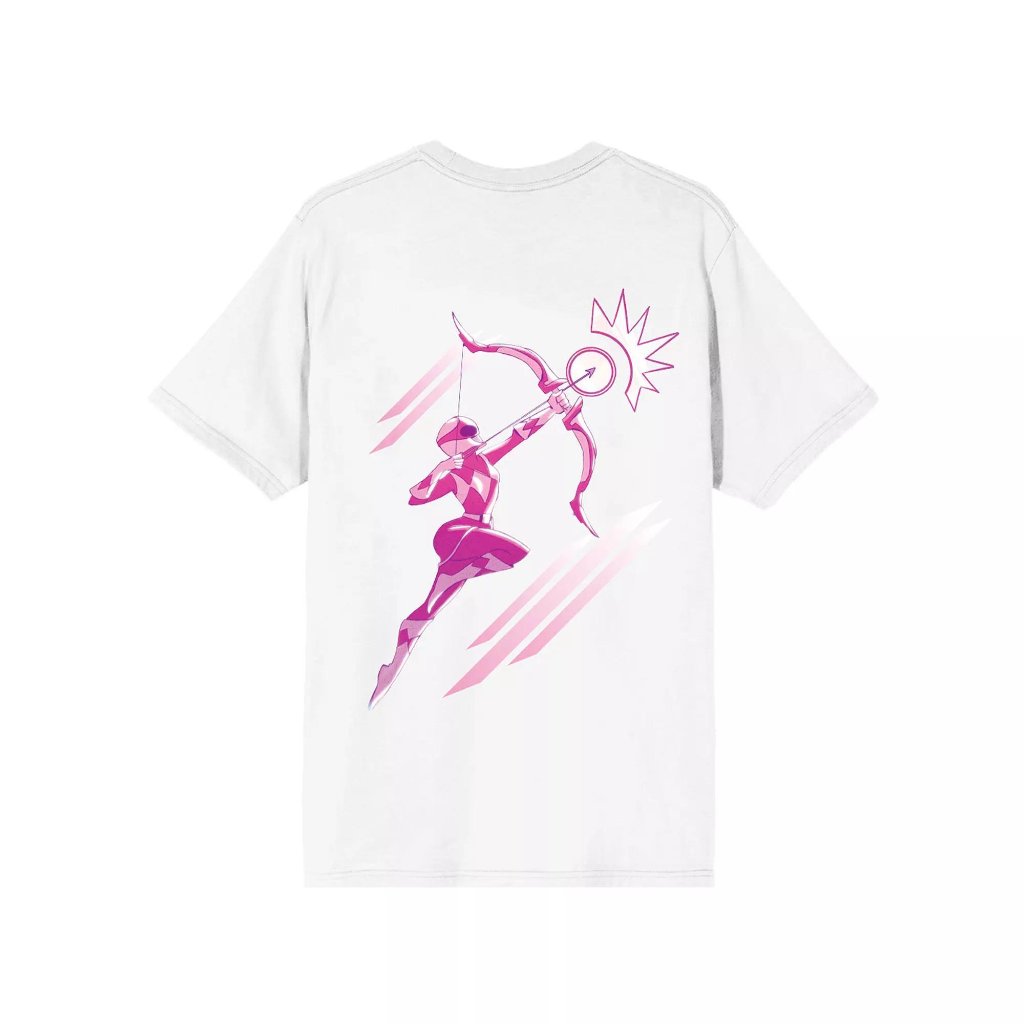 Men's Power Rangers Pink Graphic Tee, Size: Small, White Product Image