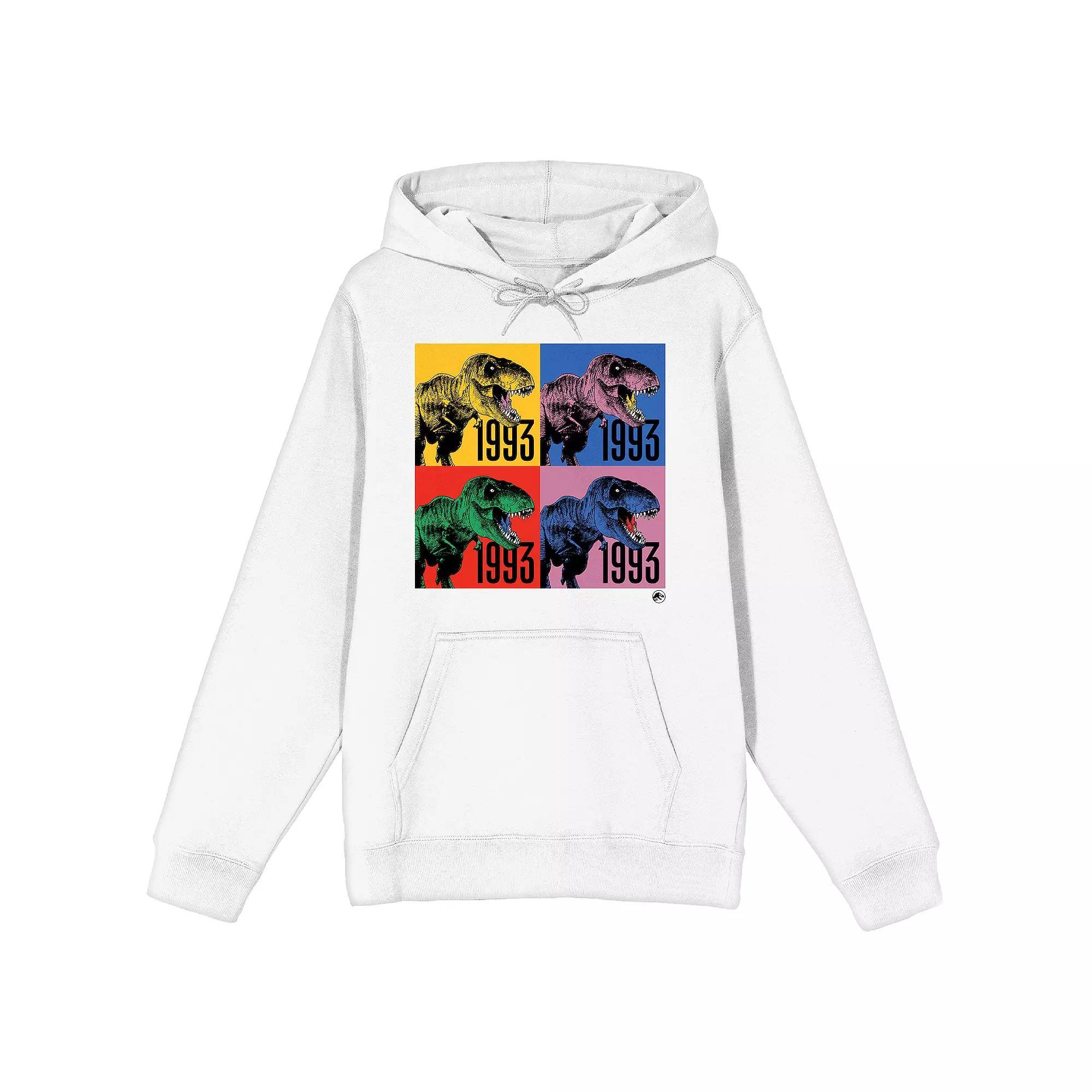 Men's Jurassic Park T-Rex 1993 Graphic Hoodie, Size: XXL, White Product Image