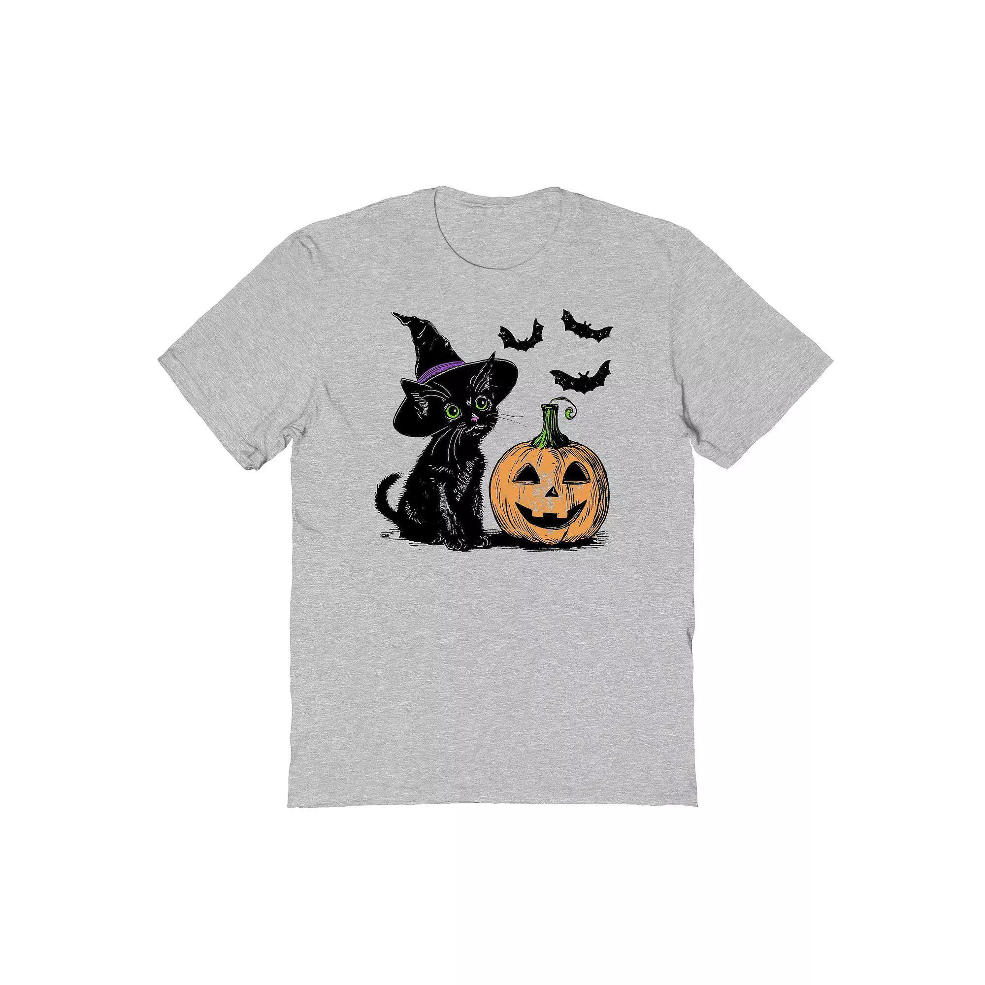 Men's Halloween Kitty Halloween Graphic Tee, Size: Small, Sport Gray Product Image