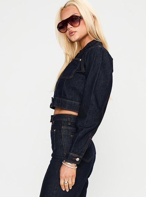 Stallion Cropped Jacket Indigo Product Image