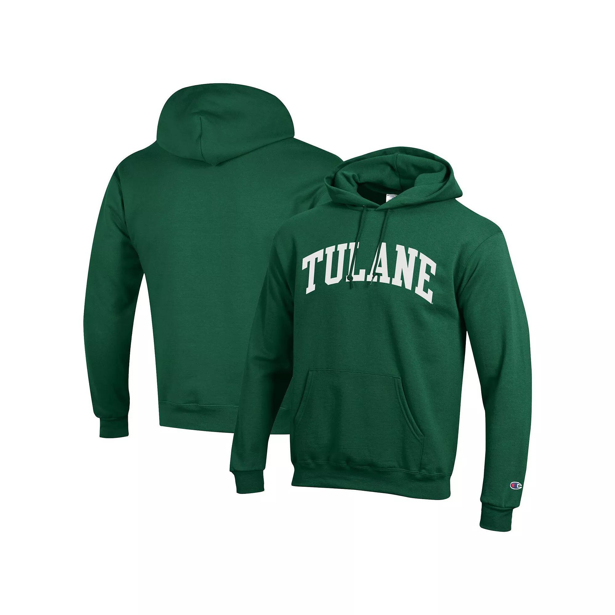 Men's Champion  Green Tulane Green Wave Basic Arch Fleece Pullover Hoodie, Size: Medium, Nc2 Green Product Image