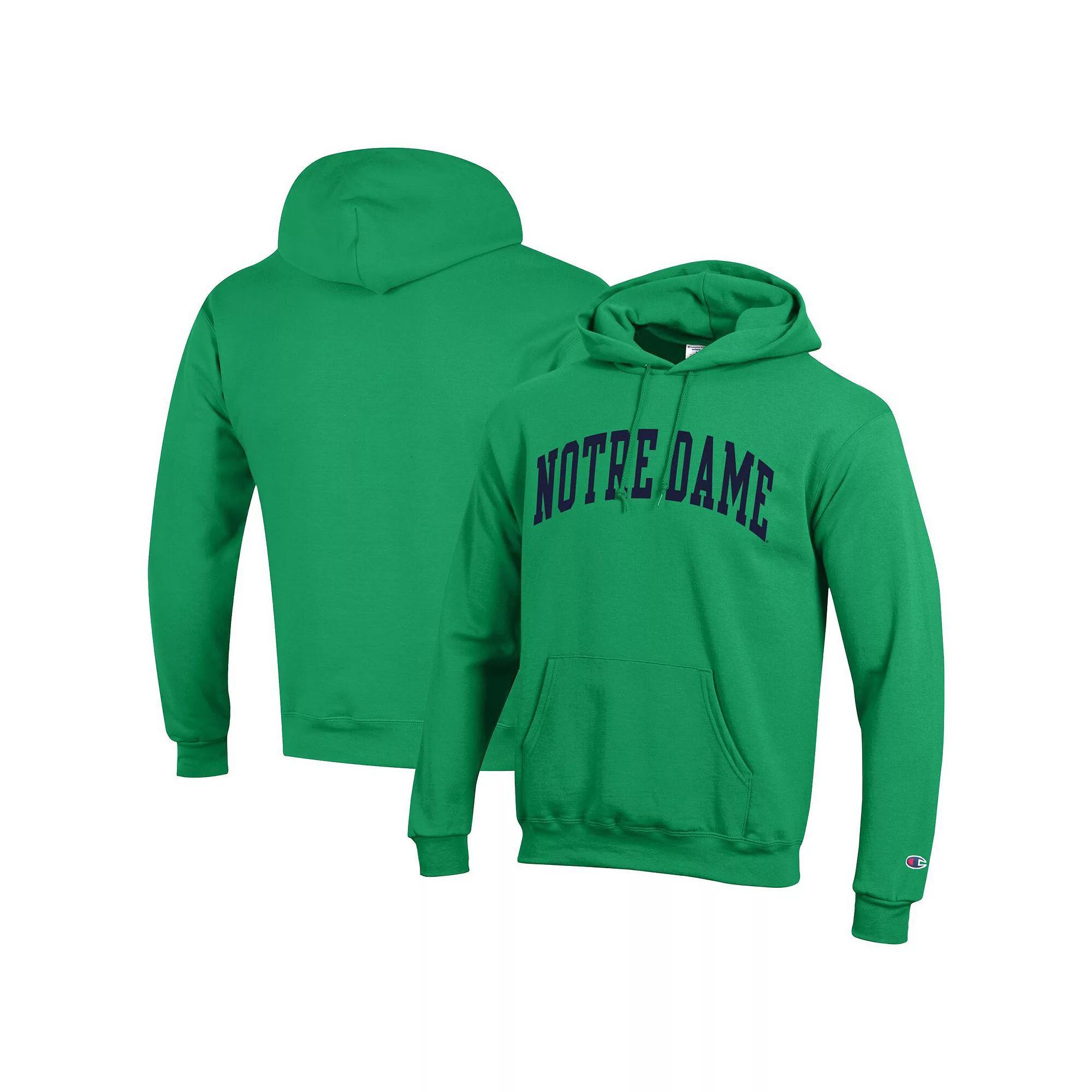 Men's Champion  Green Notre Dame Fighting Irish Basic Arch Fleece Pullover Hoodie, Size: Medium Product Image