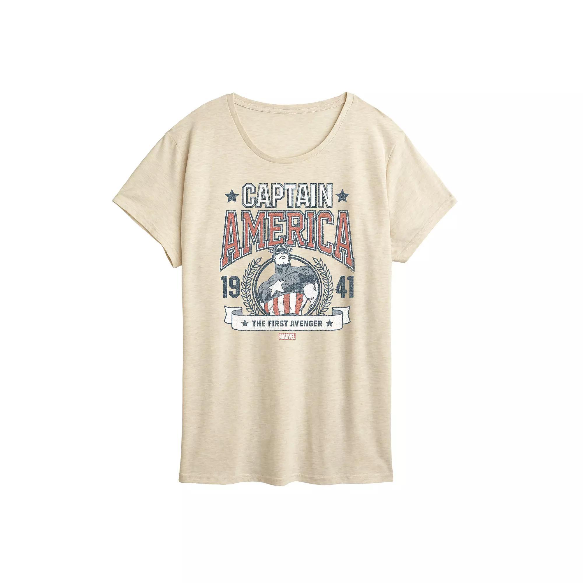 Womens Marvel Captain America Retro Collegiate Graphic Tee Product Image