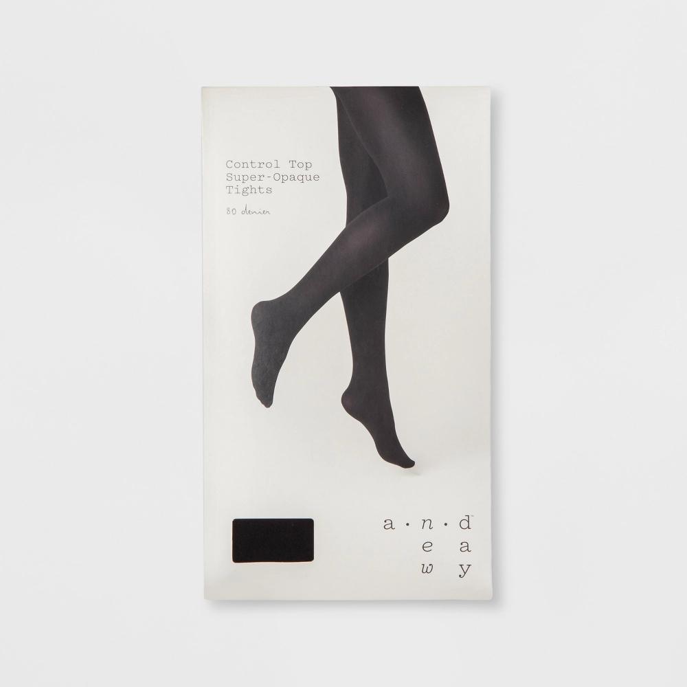 Womens 80D Control Top Super Opaque Tights - A New Day Black L/XL: High Waisted, Tagless, Knit Product Image