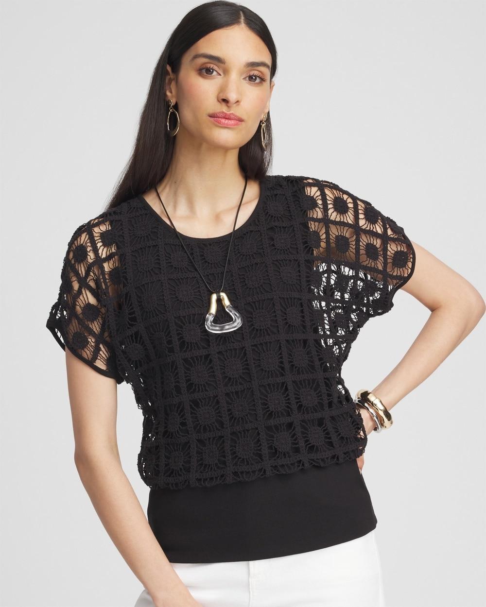 Crochet Trim Banded Hem Tee Product Image