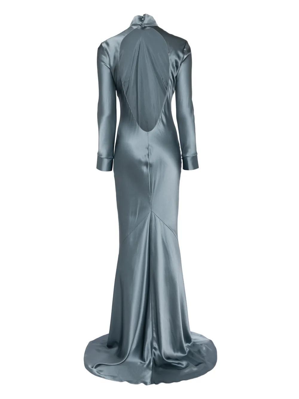 long sleeve silk gown Product Image