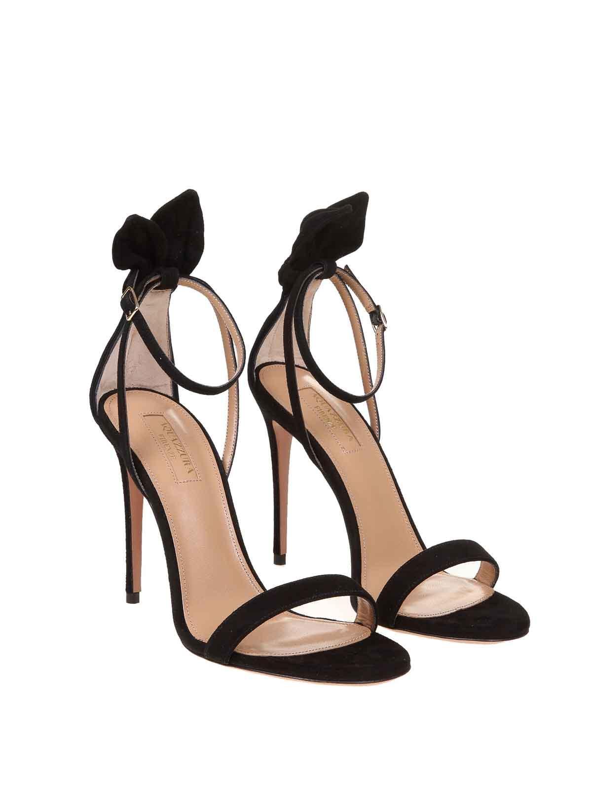 AQUAZZURA Deneuve 105 Suede Sandal In Black Product Image