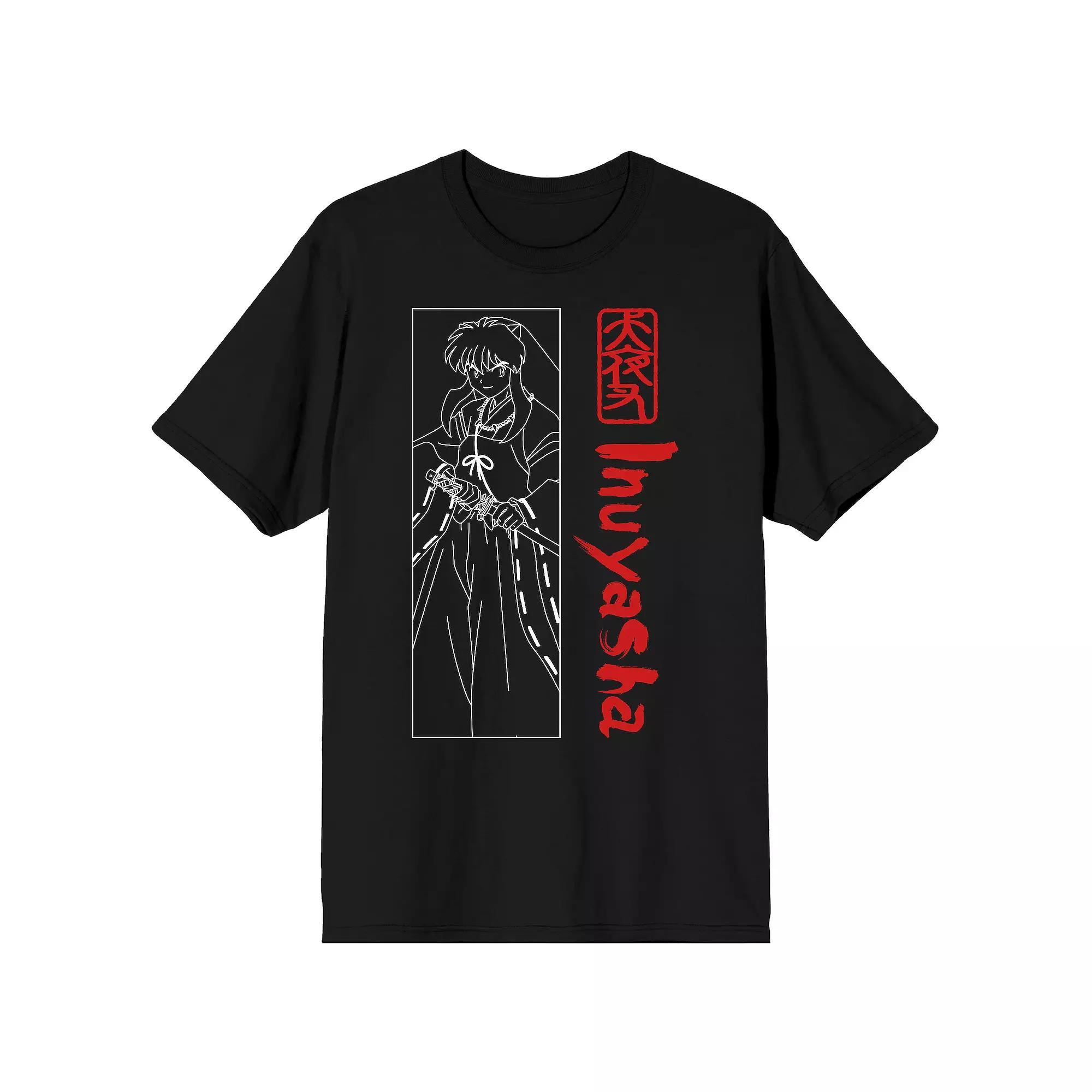 Men's Inuyasha One Color Line Art Graphic Tee, Size: Small, Black Product Image