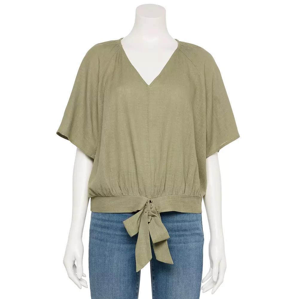 Women's Nine West Adaptive Tie-Front Top, Size: Small, Laughlin Green Product Image