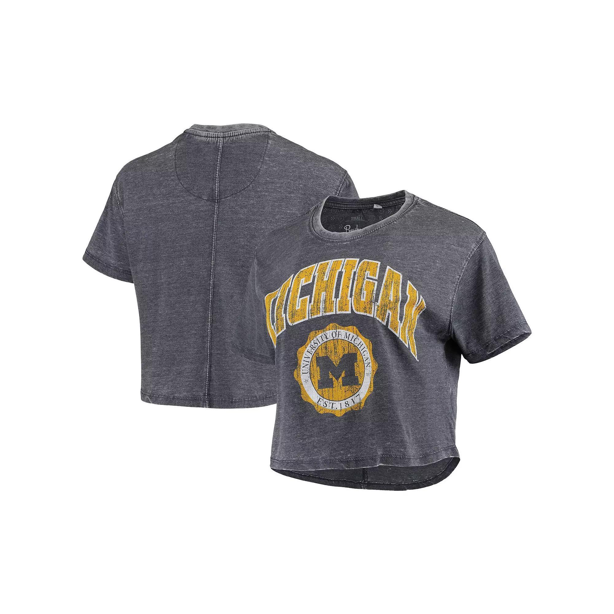 Women's Pressbox Navy Michigan Wolverines Edith Vintage Burnout Crop T-Shirt, Size: Small, Blue Product Image