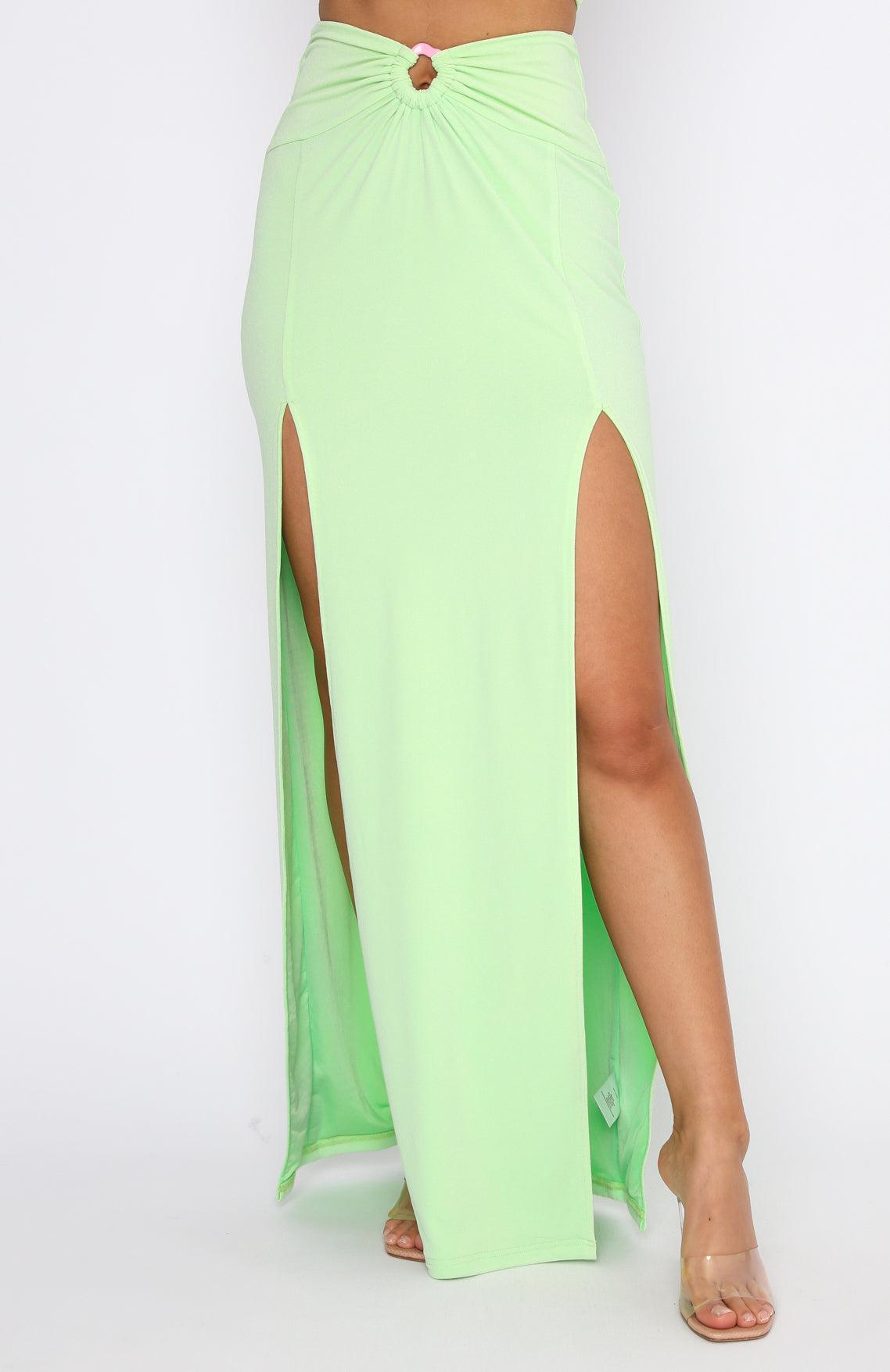 Read My Mind Maxi Skirt Lime Product Image