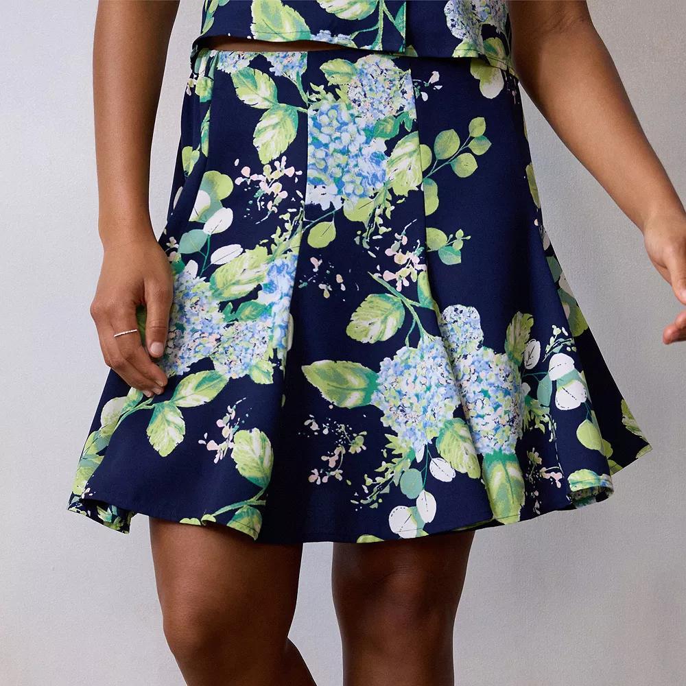 Women's LC Lauren Conrad Paneled Mini Skirt, Size: Medium, Blue Cape Blooms Product Image