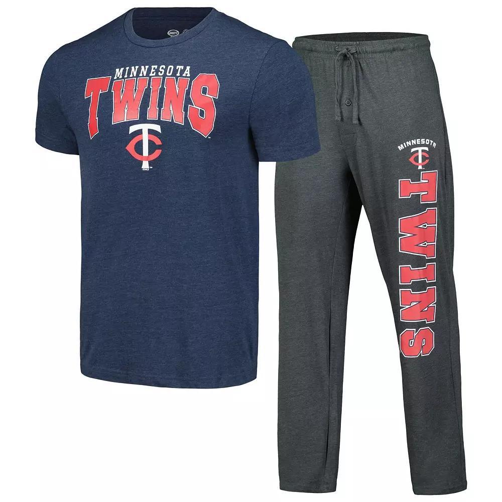 Men's Concepts Sport Charcoal/Navy Minnesota Twins Meter T-Shirt & Pants Sleep Set, Size: 2XL Product Image