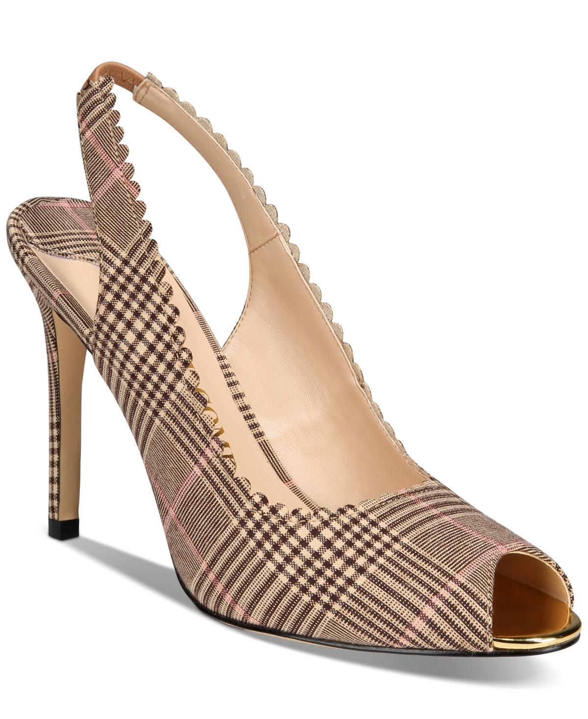 Things Ii Come Womens Laura Luxurious Scallop Peep Toe Slingback Pumps Product Image
