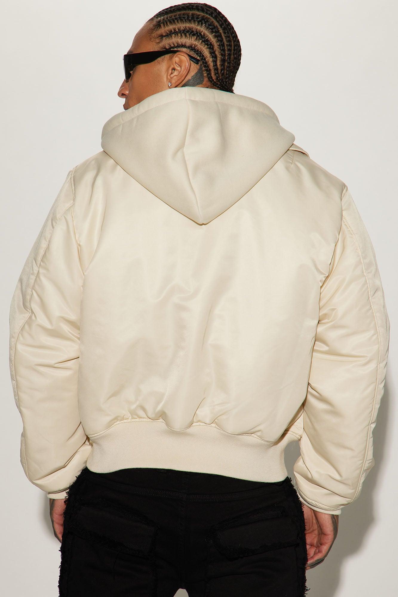 Can't Replace Nylon Hooded Bomber Jacket - Off White Product Image