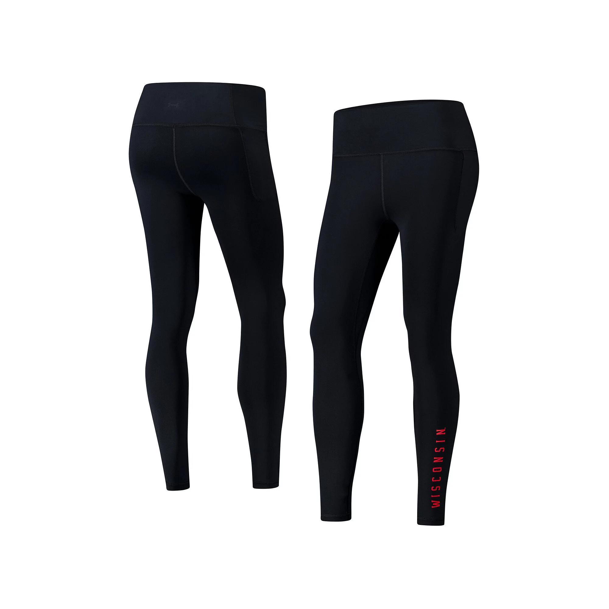 Women's Under Armour Black Wisconsin Badgers Meridian Luxe Performance Leggings, Size: XL Product Image