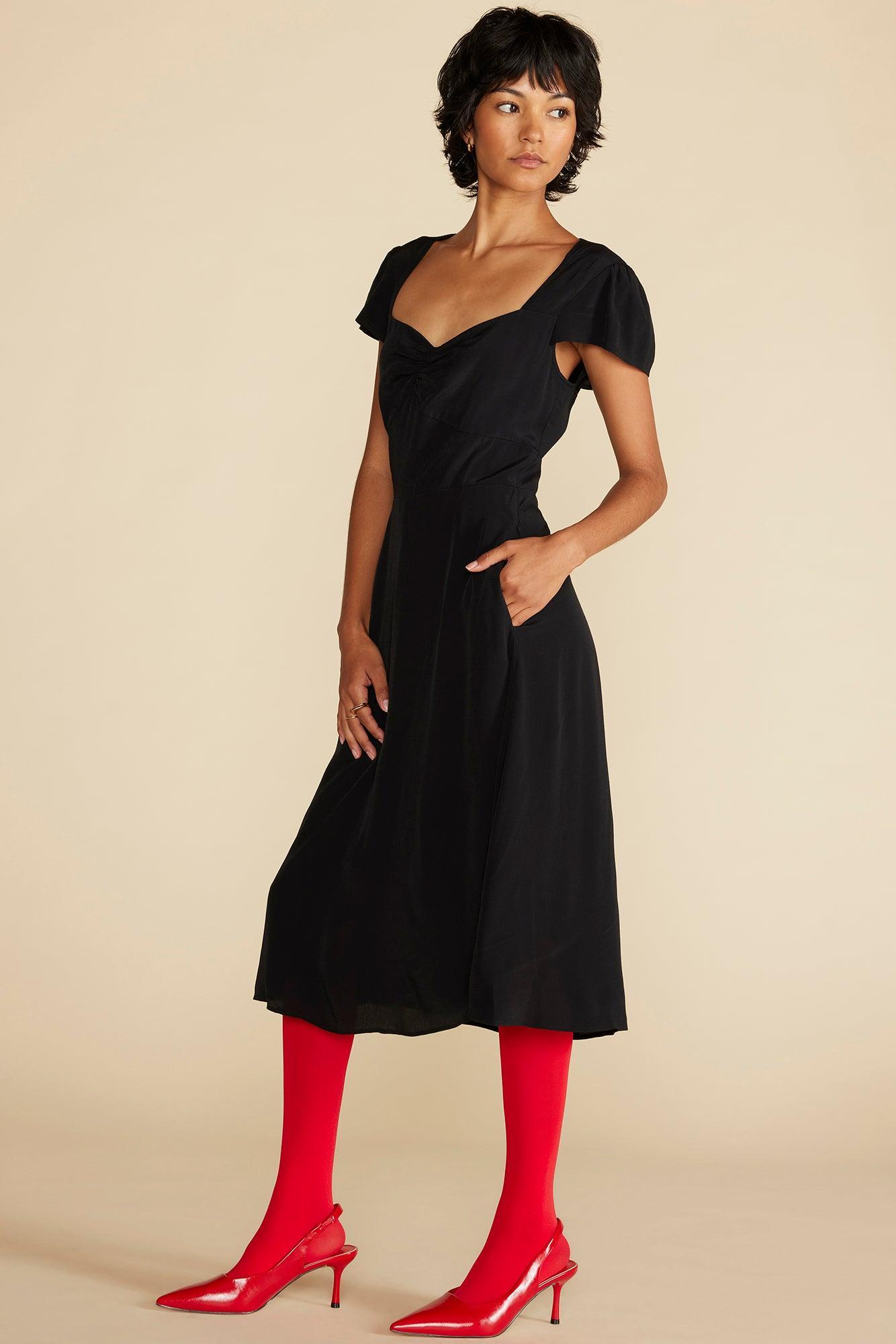Beryl Crepe Midi Dress - Black Product Image