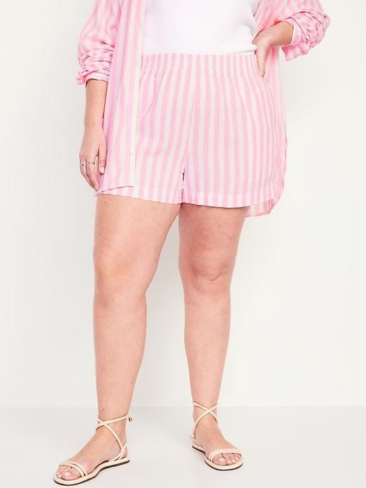 High-Waisted Linen-Blend Pull-On Shorts -- 3.5-inch inseam Product Image