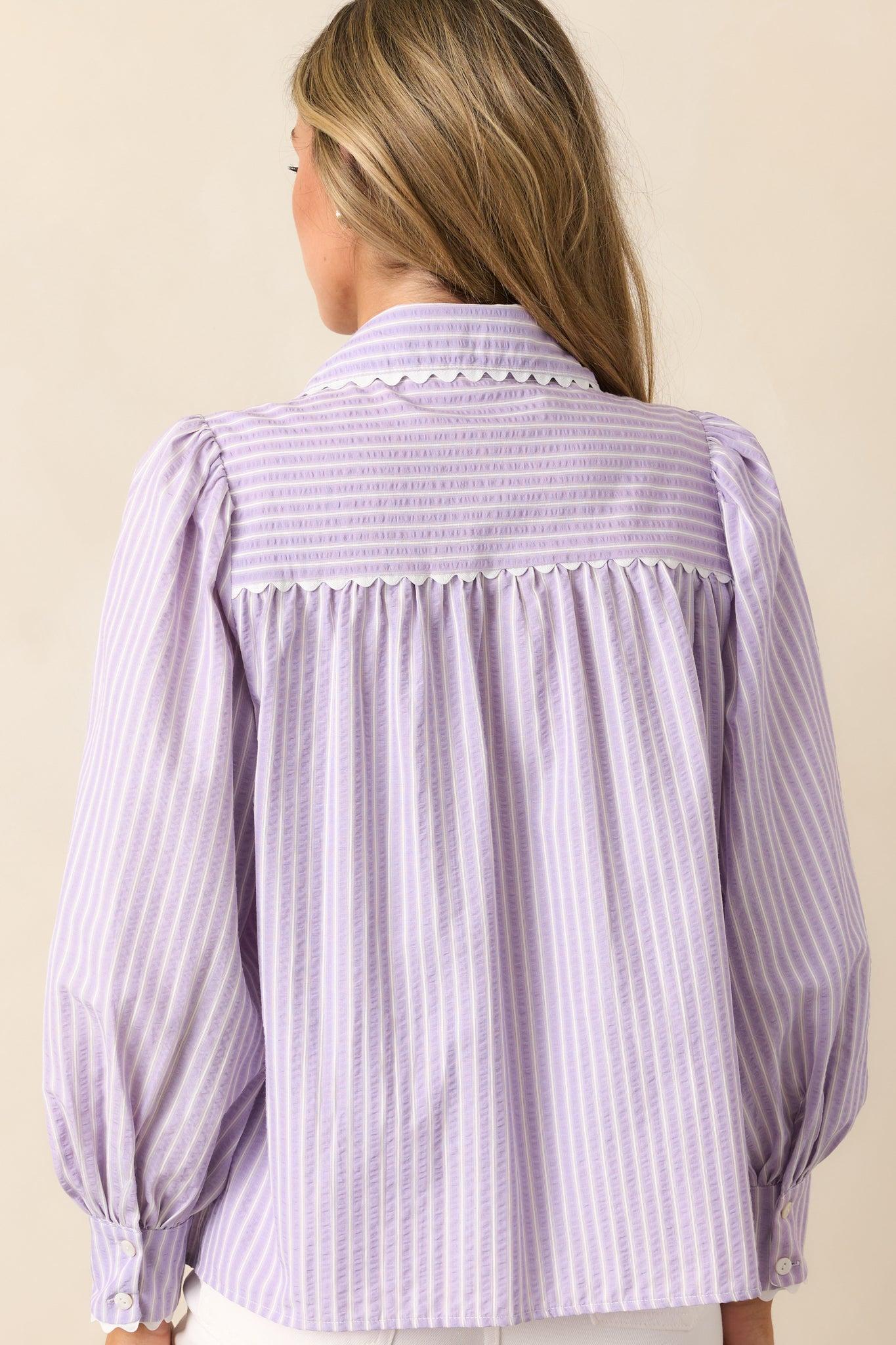In the Quiet Shade Lavender Button Front Blouse Product Image