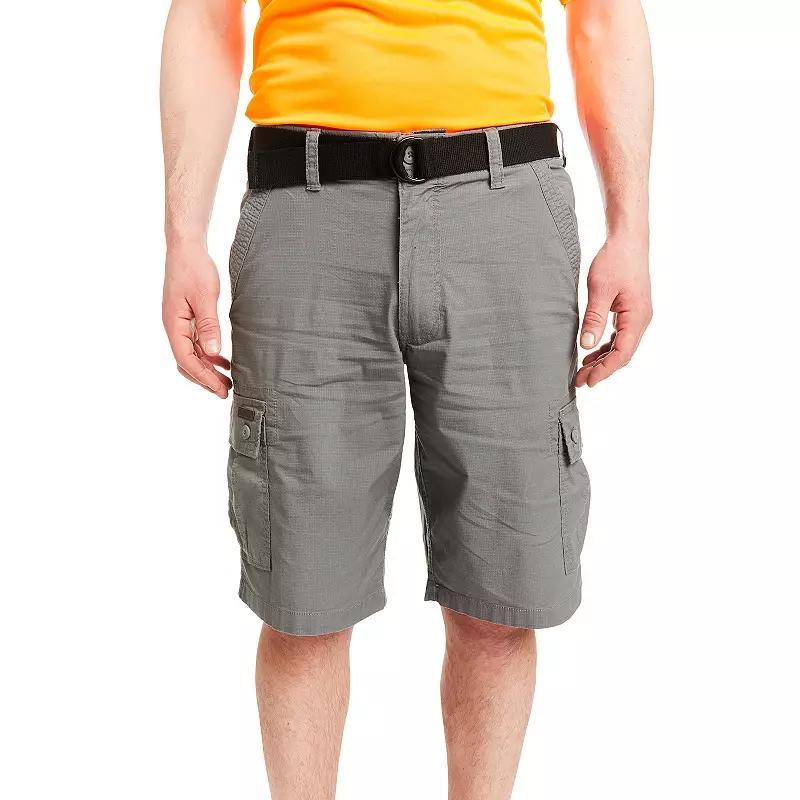 Men's Smith's Workwear Mini-Ripstop Belted Cargo Shorts, Size: 38, Blue Product Image